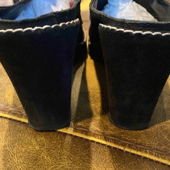 Via Spiga women’s size 6 slip on black leather wedge shoes - Picture 3 of 4